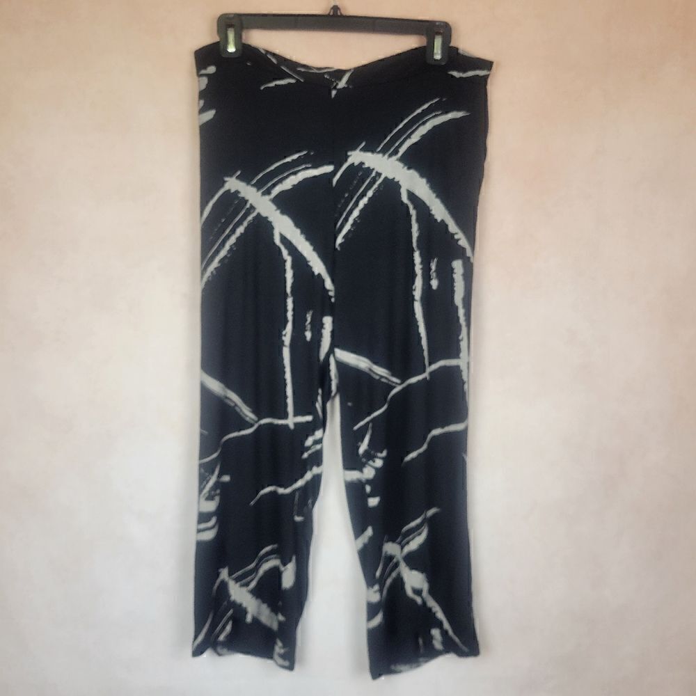 Kozan Jemma Cropped Pants Black Gray Abstract Print Size Medium